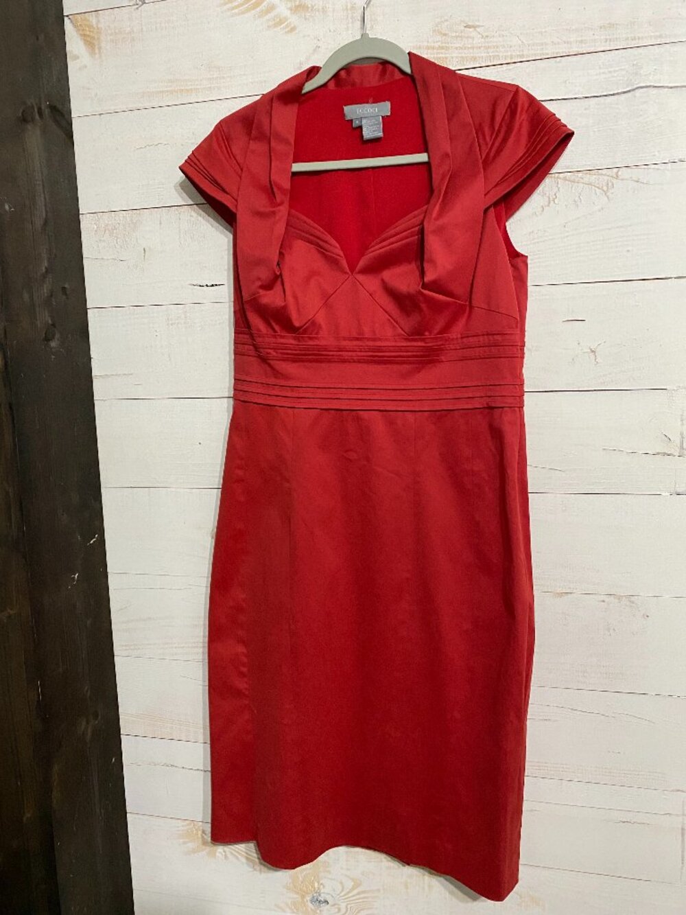 Eccoci Women’s Size 8 Red Cap Sleeve Bodycon Career Party Midi Dress